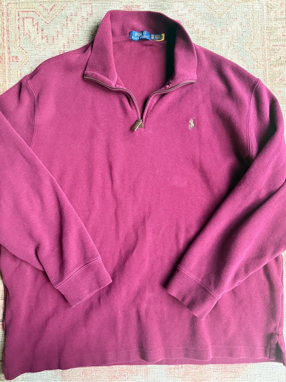 Ralph Lauren Men’s Burgundy Quarter-Zip Pullover Sweater